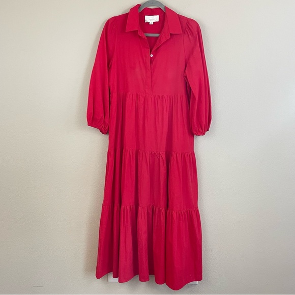 TUCKERNUCK Pomander Place Hibiscus Red Cotton Mabel Maxi Dress Size Small - Picture 3 of 11